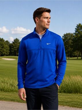 Nike Men’s Dri-FIT Blue Athletic Quarter Zip Pullover - Size Large Tall LT